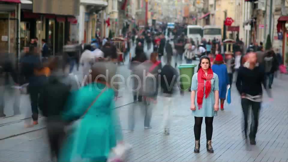 Young Woman Standing In Busy City Street, Fast Mot  Videohive 7835474 Stock Footage Image 7