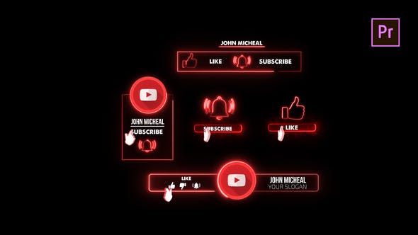 Youtube Neon Subscribe (MOGRT) - 26659856 Download Videohive