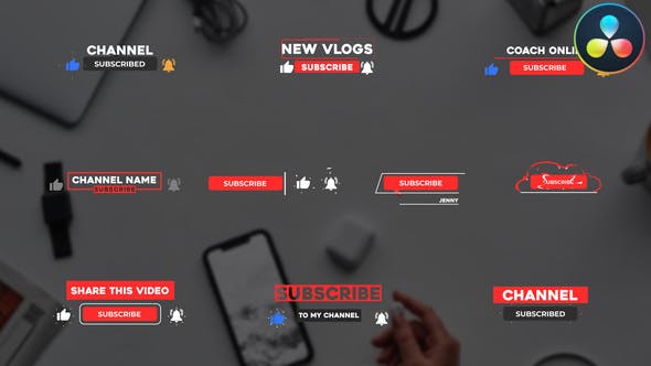 Youtube Subscribe Buttons | DaVinci Resolve - Download Videohive 36474559