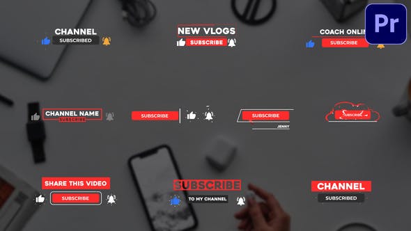 Youtube Subscribe Buttons | Premiere Pro MOGRT - 32323216 Download Videohive