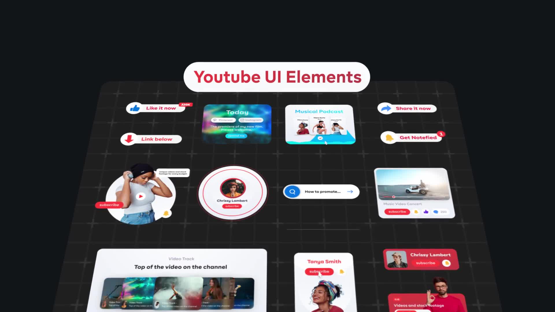 Youtube Video UI Elements Videohive 36424682 After Effects Image 1