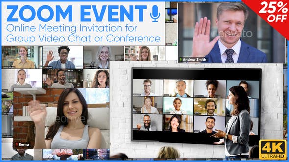 Zoom Event: Online Meeting Invitation for Group Video Chat or Conference - 26779947 Videohive Download
