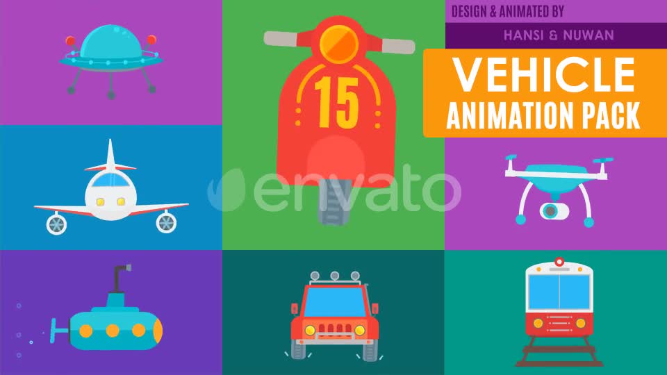 15 Truly Animated Vehicle Icons Pack Videohive 21495146 Motion Graphics Image 1