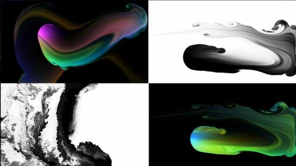 180 Black And Colorful Ink Flows Pack 4K - 24037106 Videohive Download