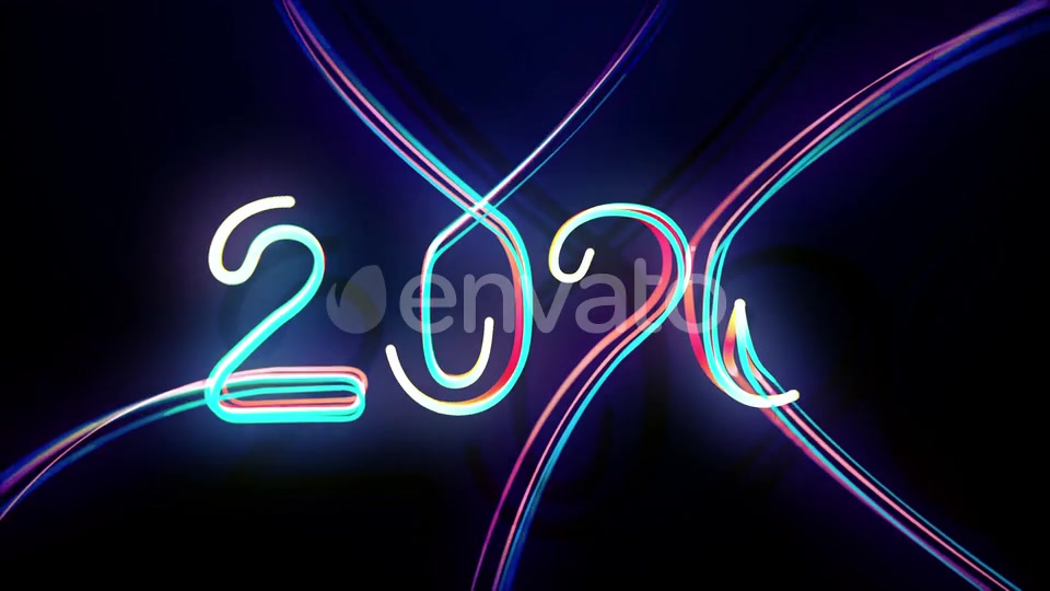 2020 Multicolored Neon Numerals Happy New Year Videohive 25319341 Motion Graphics Image 3