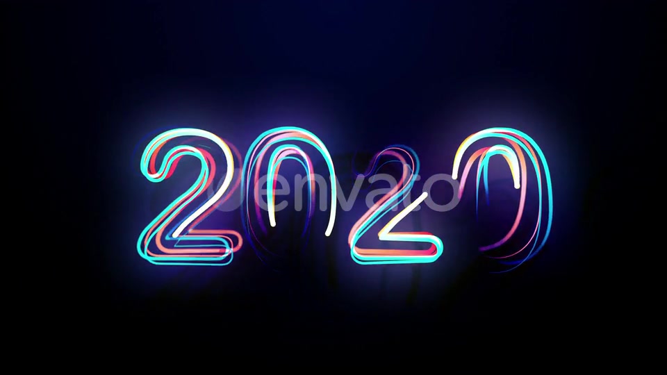 2020 Multicolored Neon Numerals Happy New Year Videohive 25319341 Motion Graphics Image 5