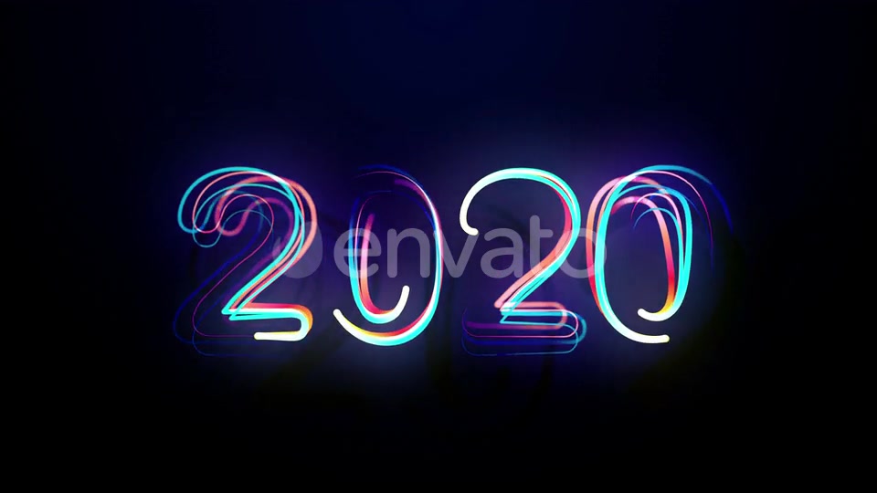 2020 Multicolored Neon Numerals Happy New Year Videohive 25319341 Motion Graphics Image 6