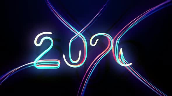 2020 Multicolored Neon Numerals Happy New Year - Videohive 25319341 Download