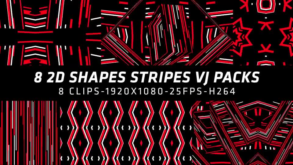 2D Shapes Stripes Vj Packs 8 in 1 Videohive 21627387 Motion Graphics Image 1