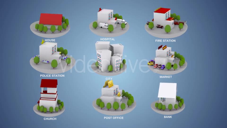 3D Animated Building Icon Pack 1 Videohive 9549603 Motion Graphics Image 2