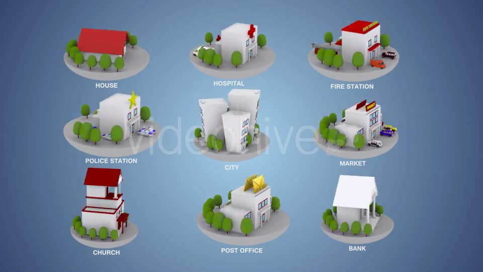 3D Animated Building Icon Pack 1 Videohive 9549603 Motion Graphics Image 3