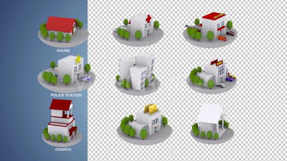 3D Animated Building Icon Pack 1 Videohive 9549603 Motion Graphics Image 5