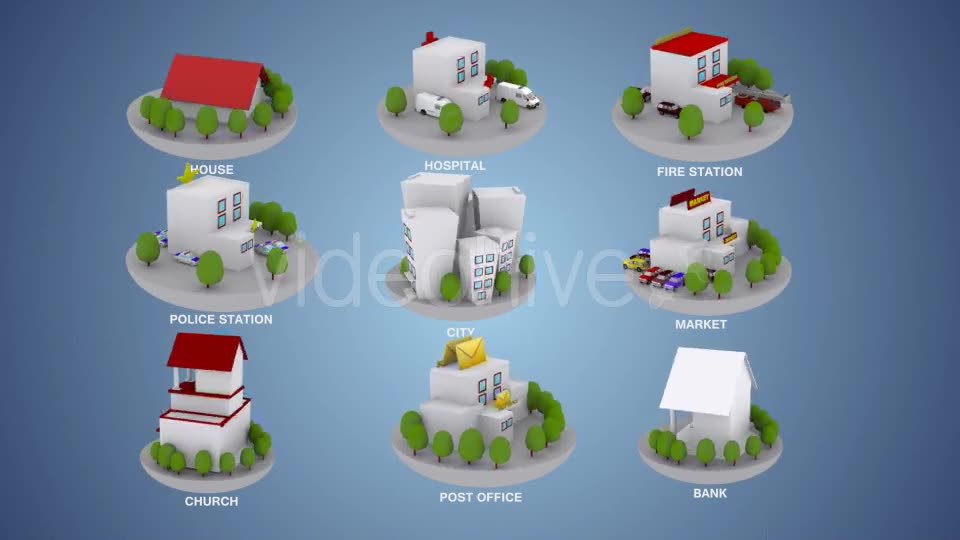 3D Animated Building Icon Pack 1 Videohive 9549603 Motion Graphics Image 6