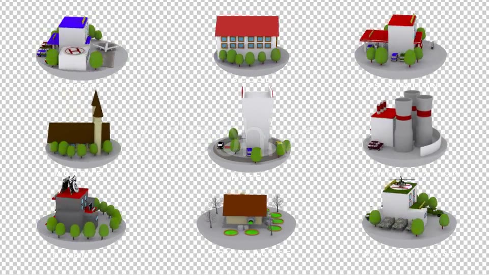 3D Animated Building Icon Pack 2 Videohive 9633251 Motion Graphics Image 6