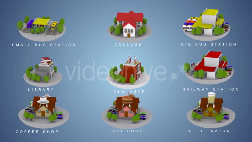 3D Animated Building Icon Pack 3 Videohive 9852024 Motion Graphics Image 1