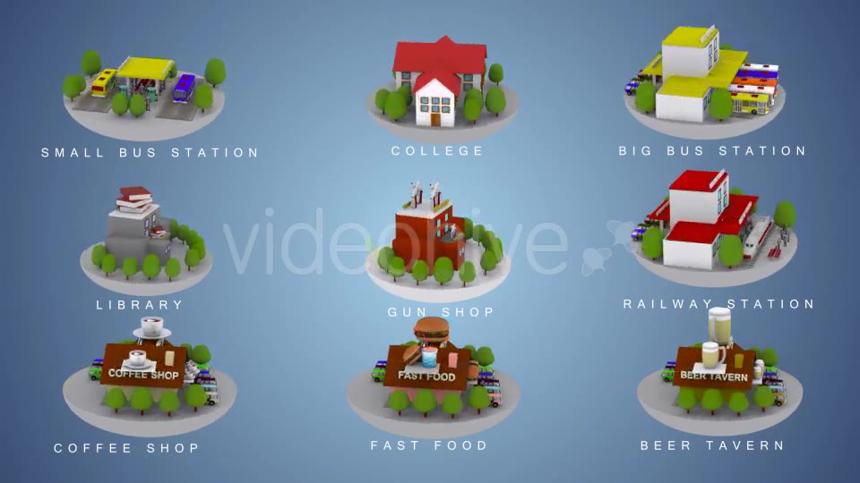 3D Animated Building Icon Pack 3 Videohive 9852024 Motion Graphics Image 2