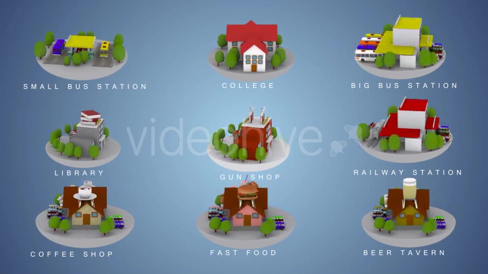 3D Animated Building Icon Pack 3 Videohive 9852024 Motion Graphics Image 3