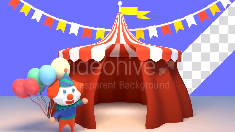 3D Cartoon Clown And Circus Tent Videohive 15705148 Motion Graphics Image 2