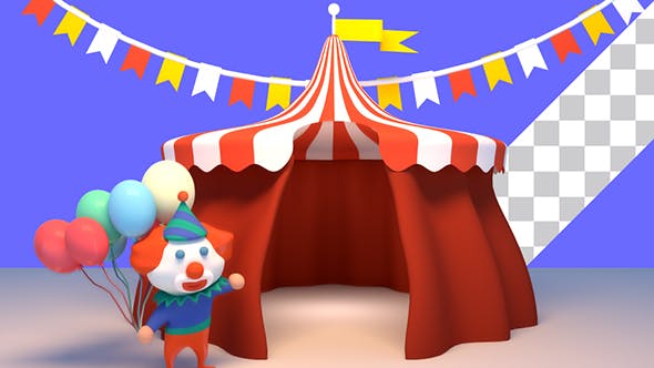 3D Cartoon Clown And Circus Tent - Videohive Download 15705148