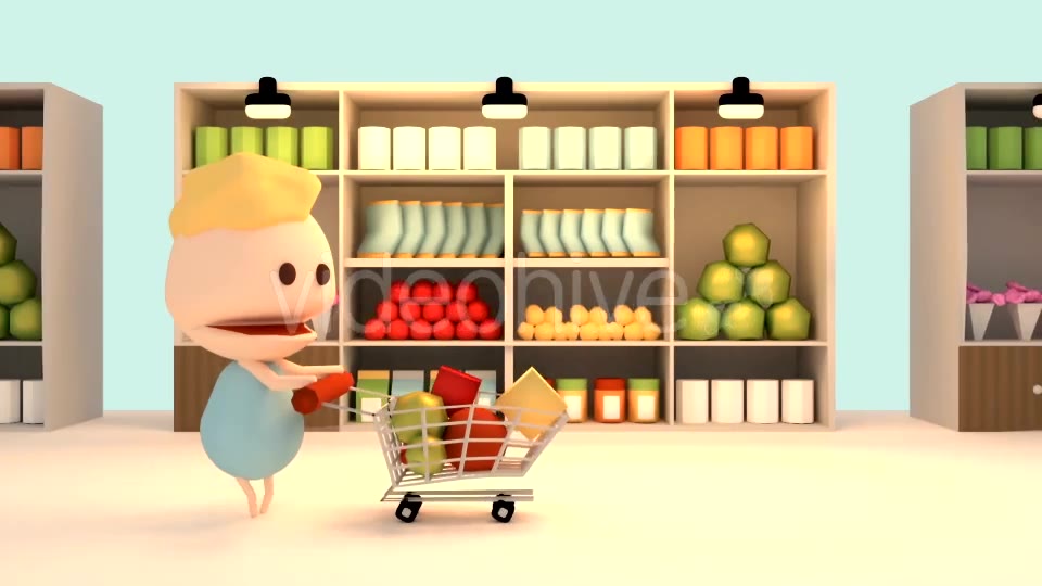 3D Cartoon Grocery Shopping In Supermarket Videohive 15895750 Download  Quick Motion Graphics
