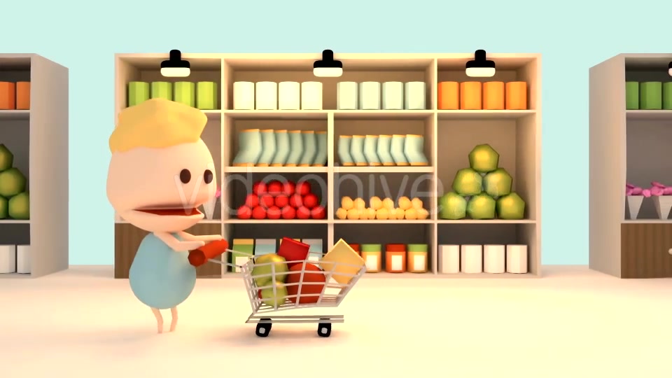 3D Cartoon Grocery Shopping In Supermarket Videohive 15895750 Motion Graphics Image 7
