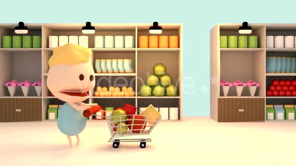 3D Cartoon Grocery Shopping In Supermarket Videohive 15895750 Motion Graphics Image 8