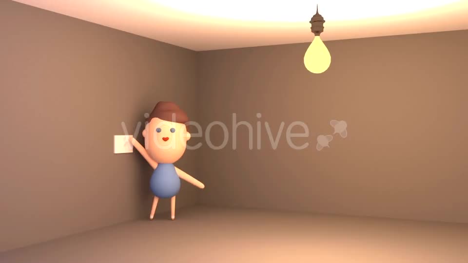3D Cartoon Kid Playing With Light Switch Videohive 15823946 Motion Graphics Image 1