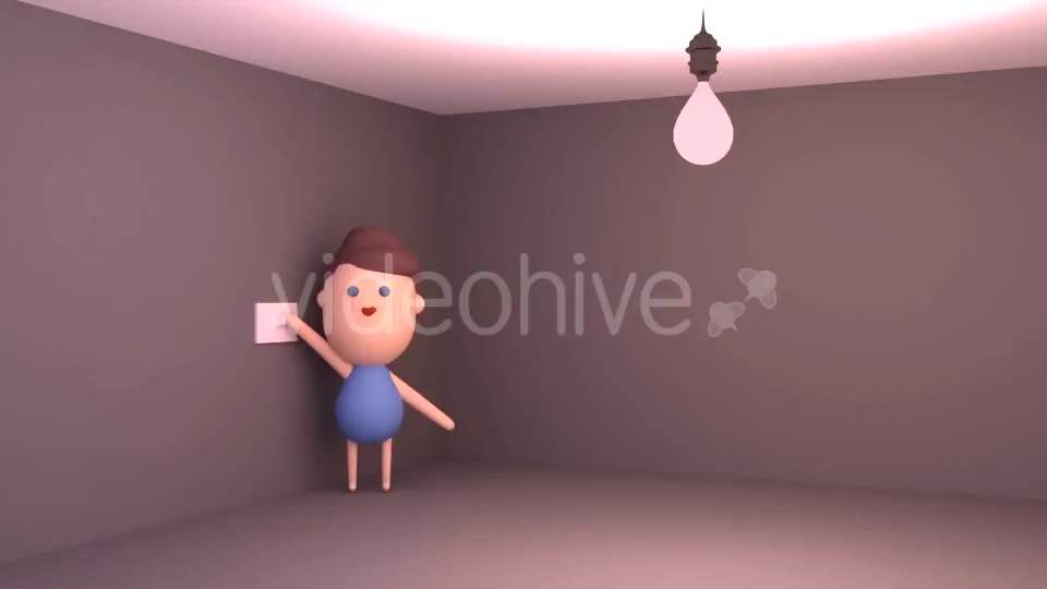 3D Cartoon Kid Playing With Light Switch Videohive 15823946 Motion Graphics Image 4