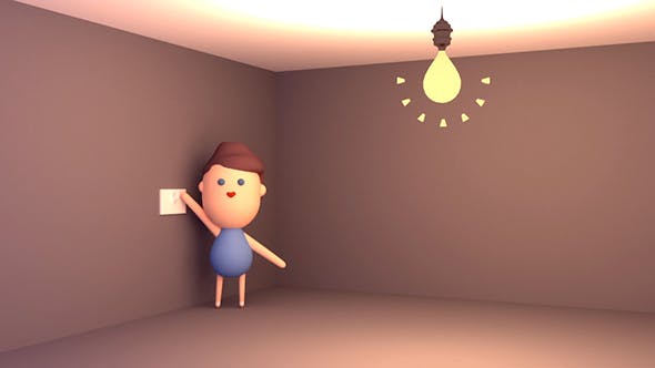 3D Cartoon Kid Playing With Light Switch - Download 15823946 Videohive