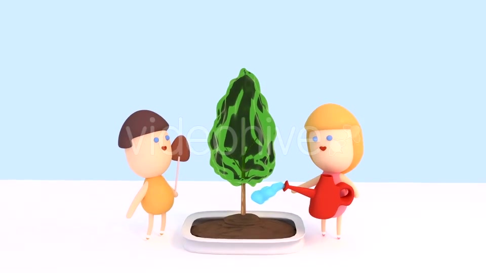 3D Cartoon Kids Watering Green Plants Videohive 15725128 Motion Graphics Image 8