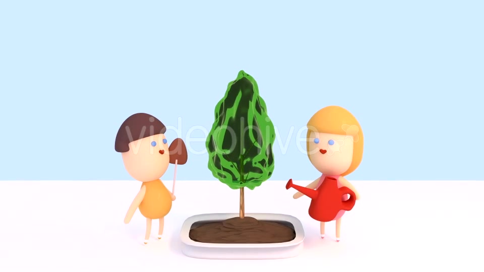 3D Cartoon Kids Watering Green Plants Videohive 15725128 Motion Graphics Image 9