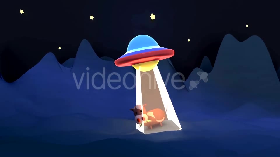 3D Cartoon UFO Cow Abduction Videohive 15784960 Motion Graphics Image 5