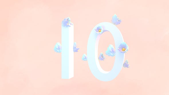 3D Numbers Countdown With Flower Decoration - Download 16612013 Videohive