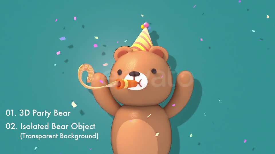 3d Party Bear Videohive 22266142 Motion Graphics Image 1