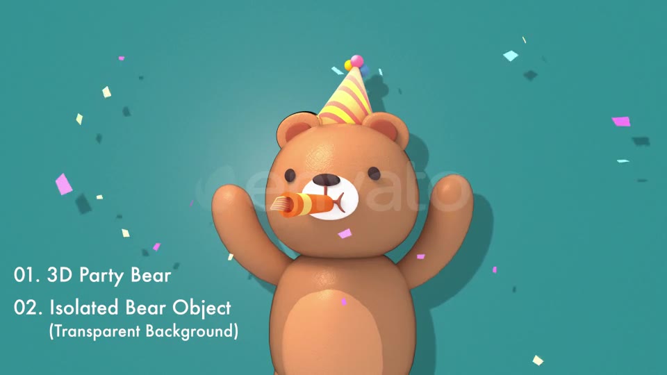 3d Party Bear Videohive 22266142 Motion Graphics Image 2