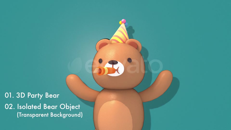 3d Party Bear Videohive 22266142 Motion Graphics Image 3