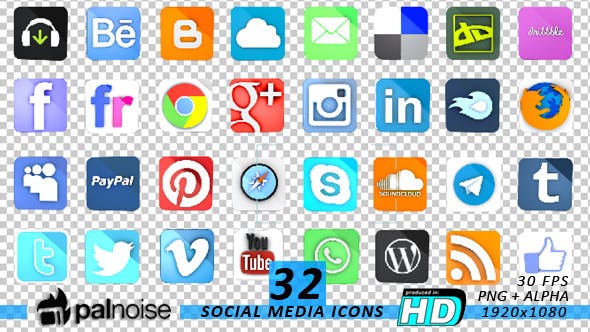 3D Social Media & Internet Icons (32 Pack) - 8175497 Download Videohive