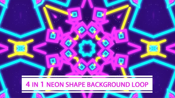 4 in 1 Neon Shapes Background Loop - Download Videohive 21795928