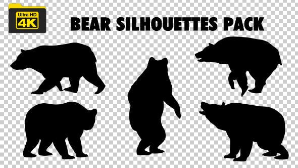 4K Bear Silhouettes 5 Pack - 19722567 Videohive Download