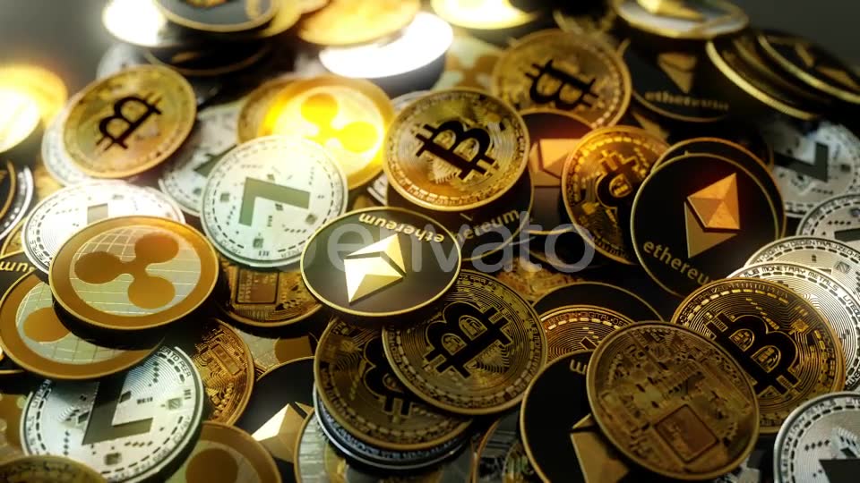 4K Cryptocoins Pile Stash Spilled Out Orbit Videohive 21890452 Motion Graphics Image 2