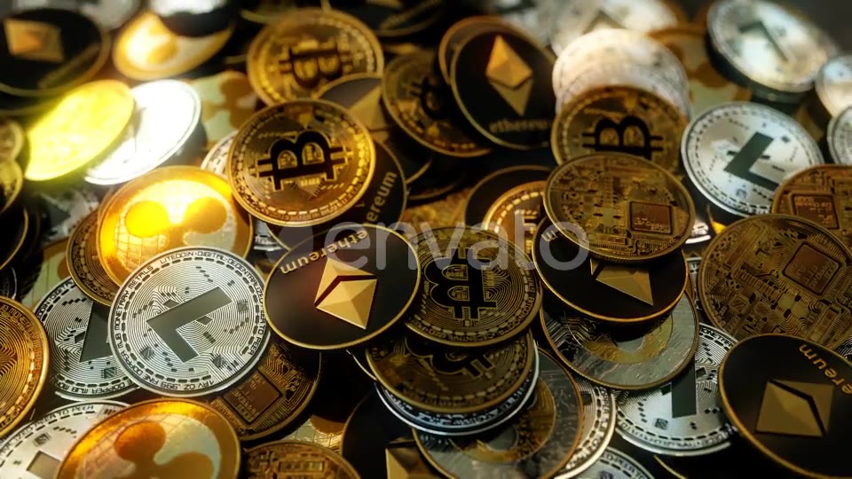 4K Cryptocoins Pile Stash Spilled Out Orbit Videohive 21890452 Motion Graphics Image 3