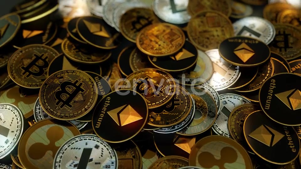 4K Cryptocoins Pile Stash Spilled Out Orbit Videohive 21890452 Motion Graphics Image 4