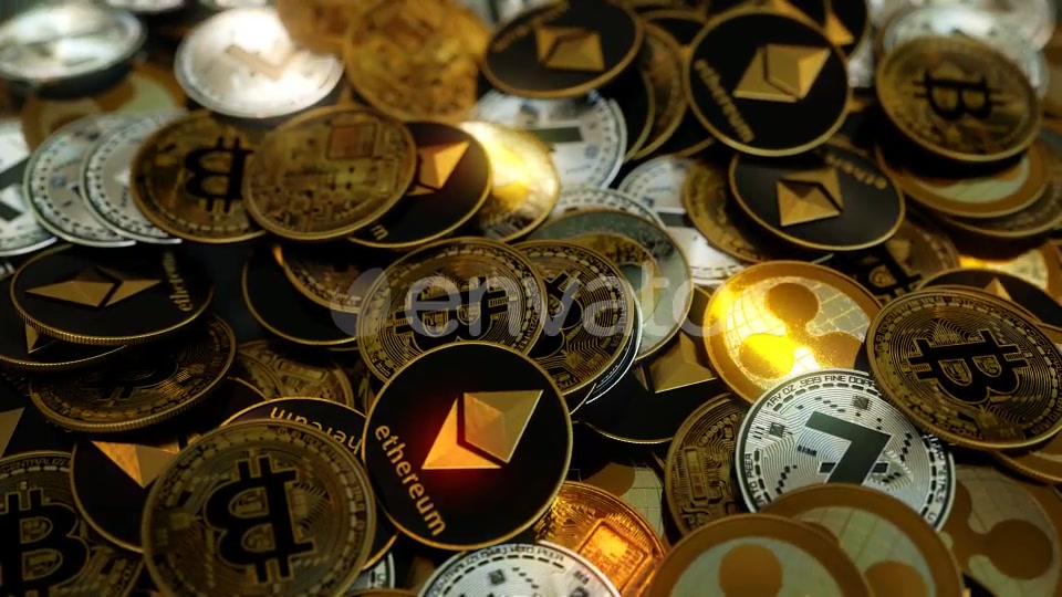 4K Cryptocoins Pile Stash Spilled Out Orbit Videohive 21890452 Motion Graphics Image 5