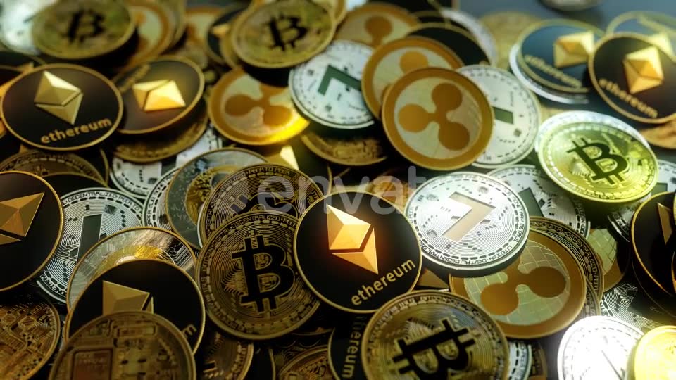 4K Cryptocoins Pile Stash Spilled Out Orbit Videohive 21890452 Motion Graphics Image 7