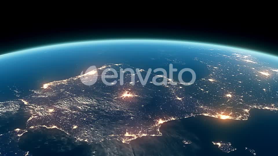 4K Earth Night Close Up High Detail Europe Overture Videohive 22123543 Motion Graphics Image 1