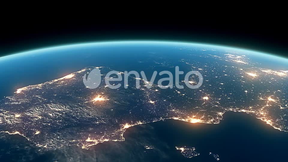 4K Earth Night Close Up High Detail Europe Overture Videohive 22123543 Motion Graphics Image 2