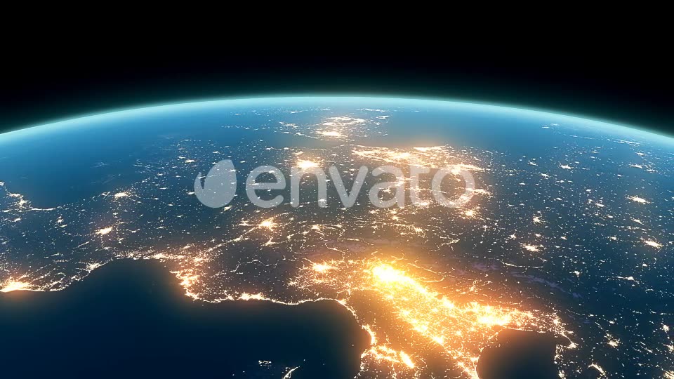 4K Earth Night Close Up High Detail Europe Overture Videohive 22123543 Motion Graphics Image 7