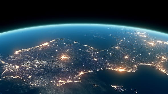 4K Earth Night Close Up High Detail Europe Overture - 22123543 Download Videohive