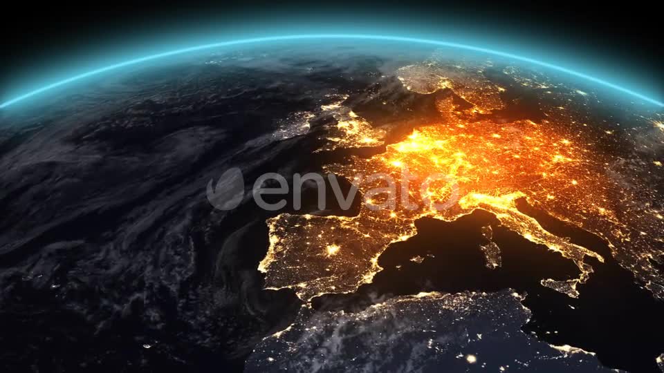 4K Earth Night Europe Videohive 21753891 Motion Graphics Image 1