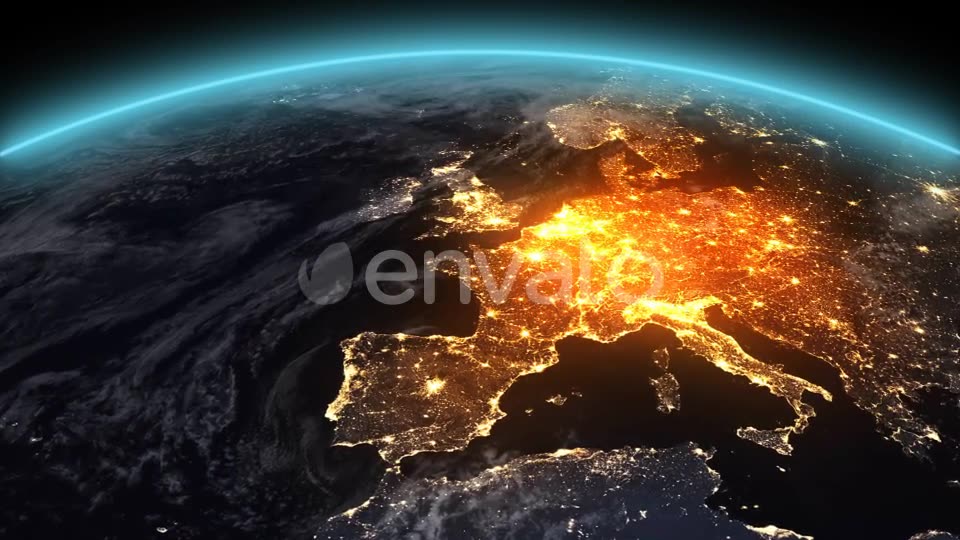 4K Earth Night Europe Videohive 21753891 Motion Graphics Image 2